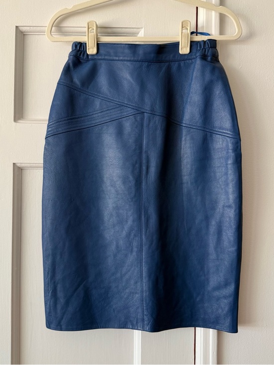 Suzelle Dresses & Skirts - Suzelle Blue Leather Pencil Skirt